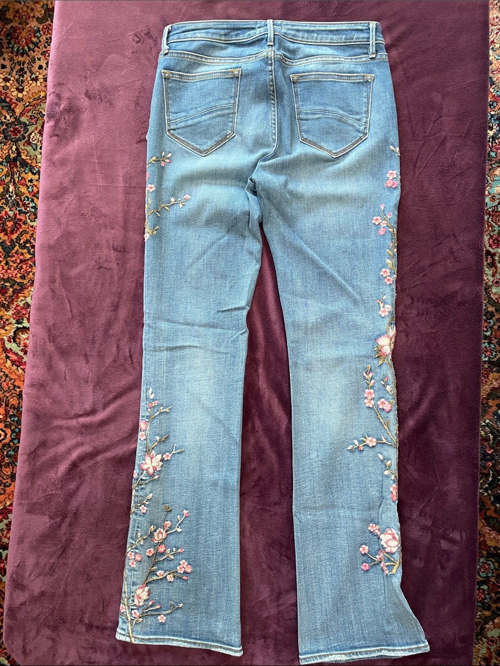 DRIFTWOOD Kelly Cherry Blossom Embroidered Jeans VGUC W29/L33 - Picture 3 of 10